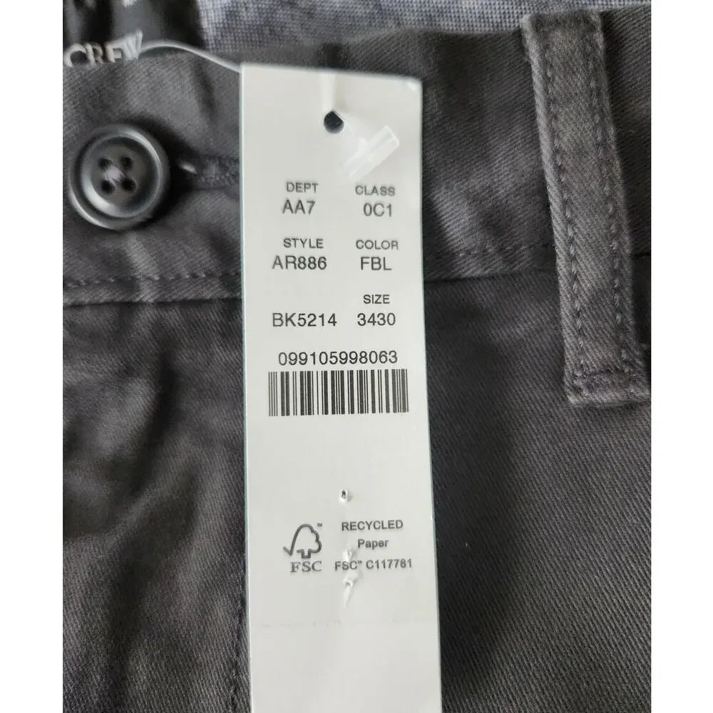 NWT J. Crew 770™ Straight-Fit Stretch Chino Pant Faded Black 34/30 *Flaw